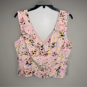 NWT WHITE HOUSE BLACK MARKET Ruffled Front Floral Bodice Top